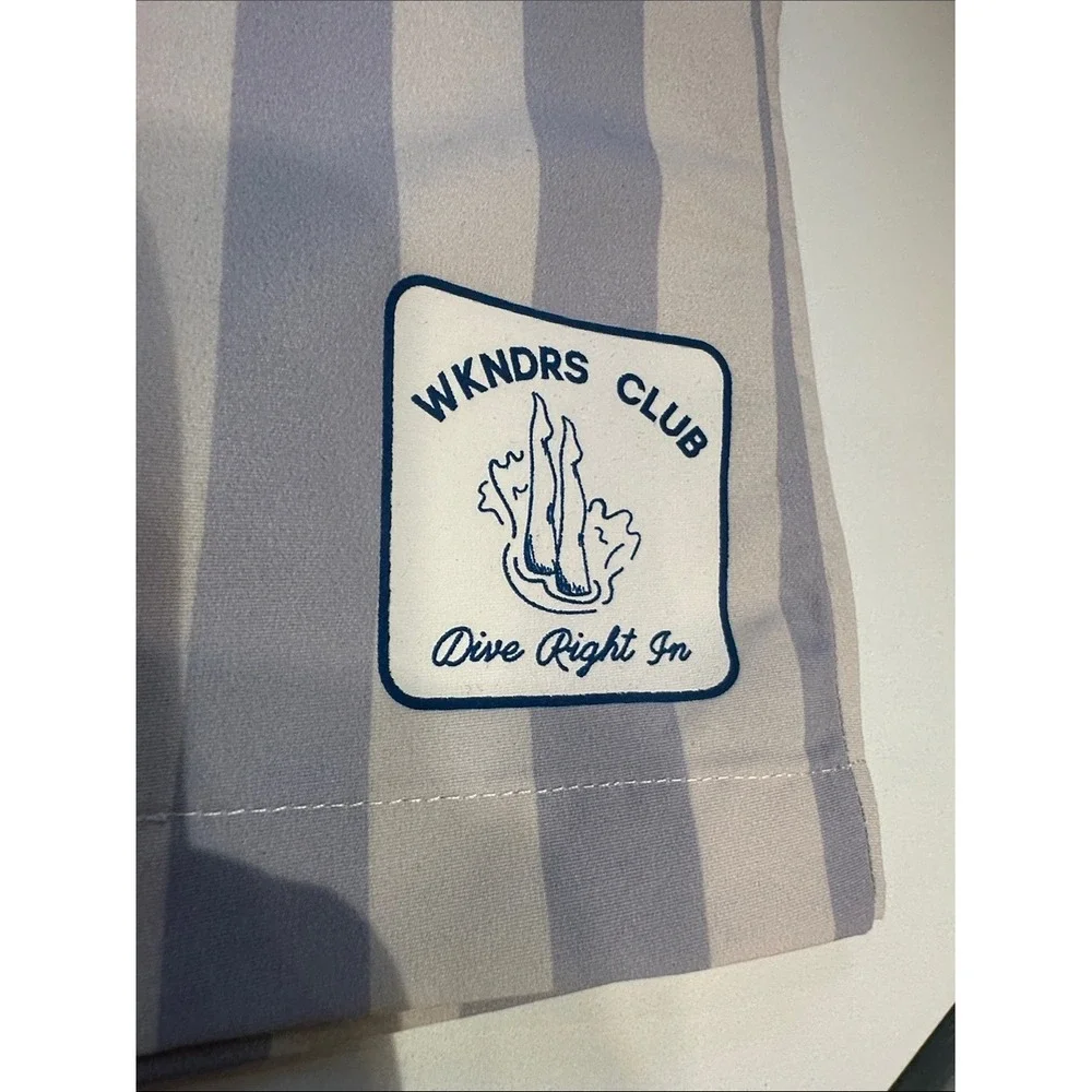 The Sunday Collective Kids Blue Striped WKNDRS Club Swim‎ Shorts Trunks NEW